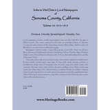 Index to Vital Data in Local Newspapers of Sonoma County, California, Volume 10: 1913-1915 back cover