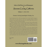 Index to Vital Data in Local Newspapers of Sonoma County, California, Volume 11: 1916-1918 back cover