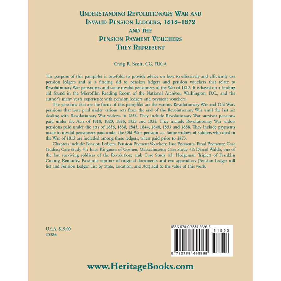 Understanding Revolutionary War and Invalid Pension Ledgers 1818-1872, and Pension Payment Vouchers They Represent back cover