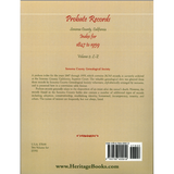 Probate Records, Sonoma County, California, Index for 1847 to 1959, Volume 2 back cover