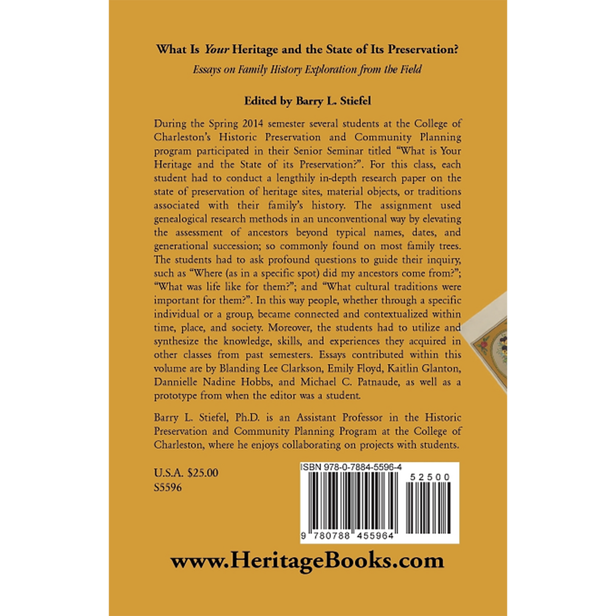 "What is Your Heritage and the State of its Preservation?" Volume 1: Essays on Family History Exploration from the Field back cover