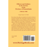 Officers and Soldiers in the Service of the Province of Pennsylvania, 1744 to 1764 back cover