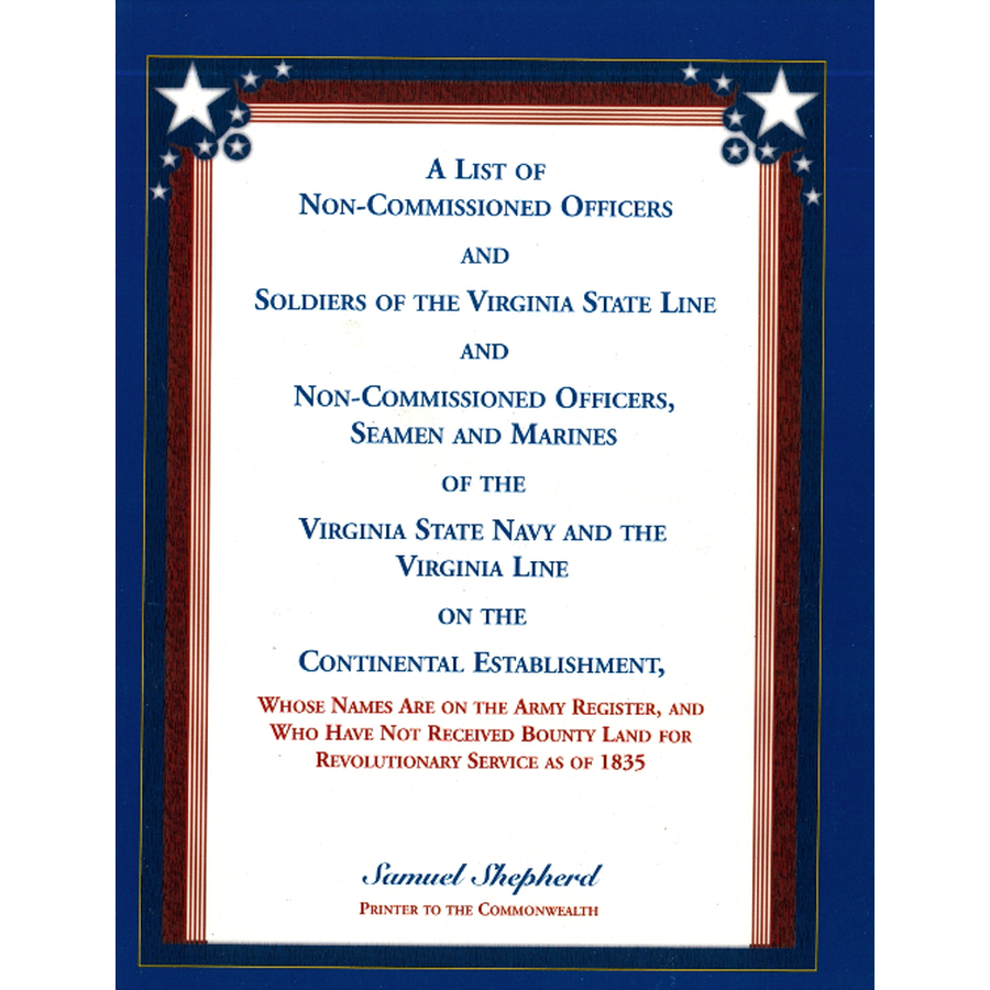 A List of Non-Commissioned Officers and Soldiers of the Virginia State Line