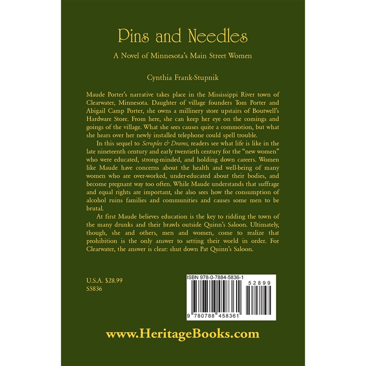 Pins and Needles: A Novel of Minnesota's Main Street Women back cover