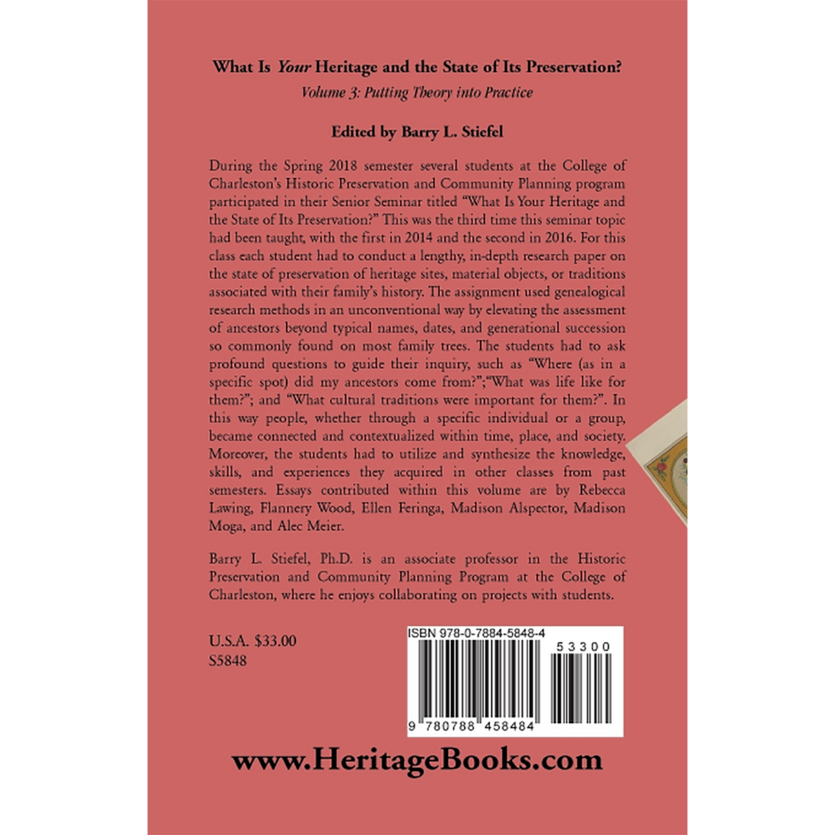 "What is Your Heritage and the State of its Preservation?" Volume 3: Putting Theory into Practice back cover