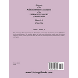 Abstracts of the Administration Accounts of the Prerogative Court of Maryland, 1718-1724, Libers 1-5 back cover