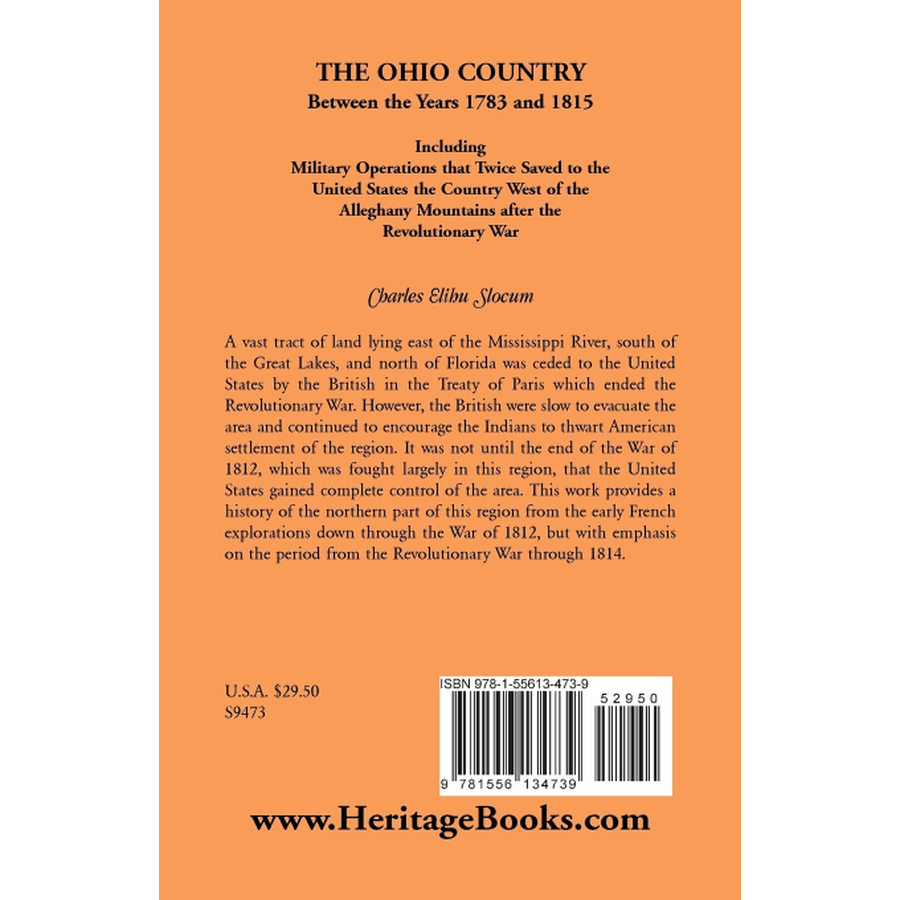 back cover of The Ohio Country Between the Years 1783 and 1815