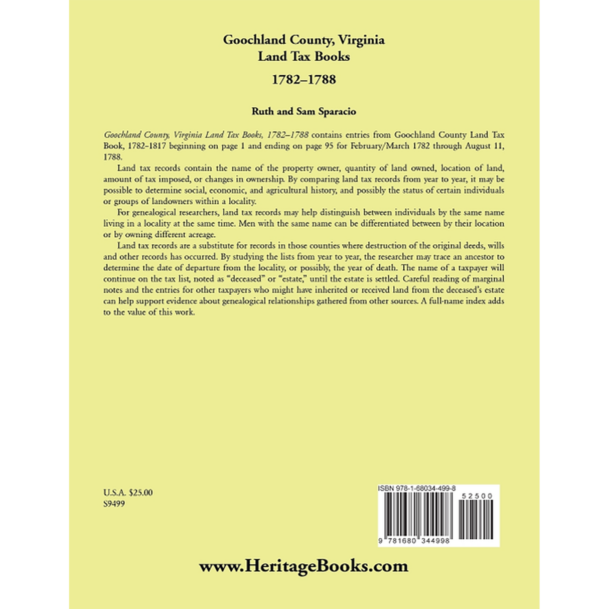 Goochland County, Virginia Land Tax Book, 1782-1788 back cover