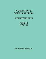 Nash County, North Carolina Court Minutes Volume I, 1778-1785