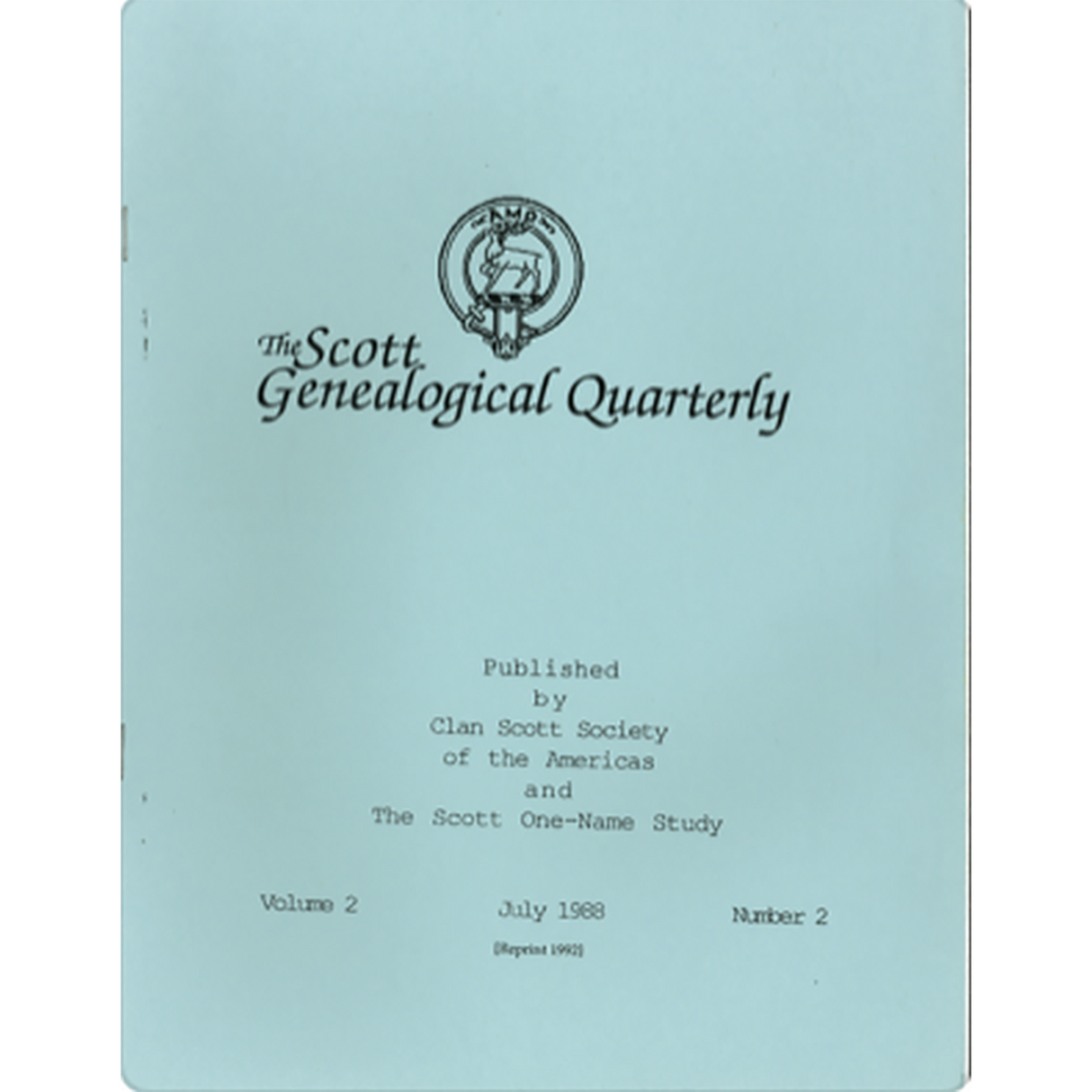 The Scott Genealogical Quarterly: Volume 2, Number 2, July 1988