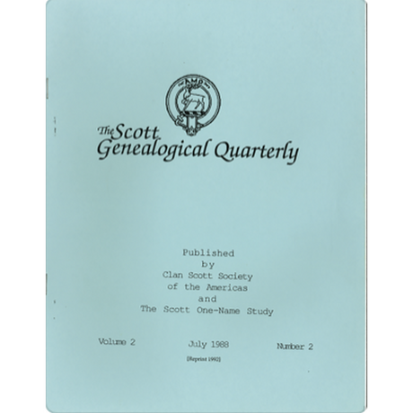 The Scott Genealogical Quarterly: Volume 2, Number 2, July 1988