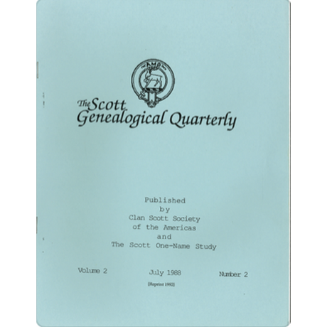 The Scott Genealogical Quarterly: Volume 2, Number 2, July 1988