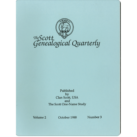 The Scott Genealogical Quarterly: Volume 2, Number 3, October 1988