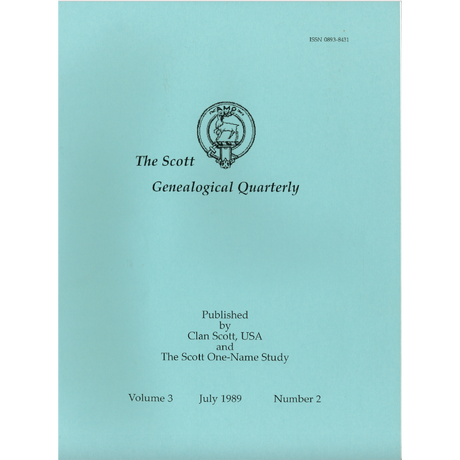 The Scott Genealogical Quarterly: Volume 3, Number 2, July 1989