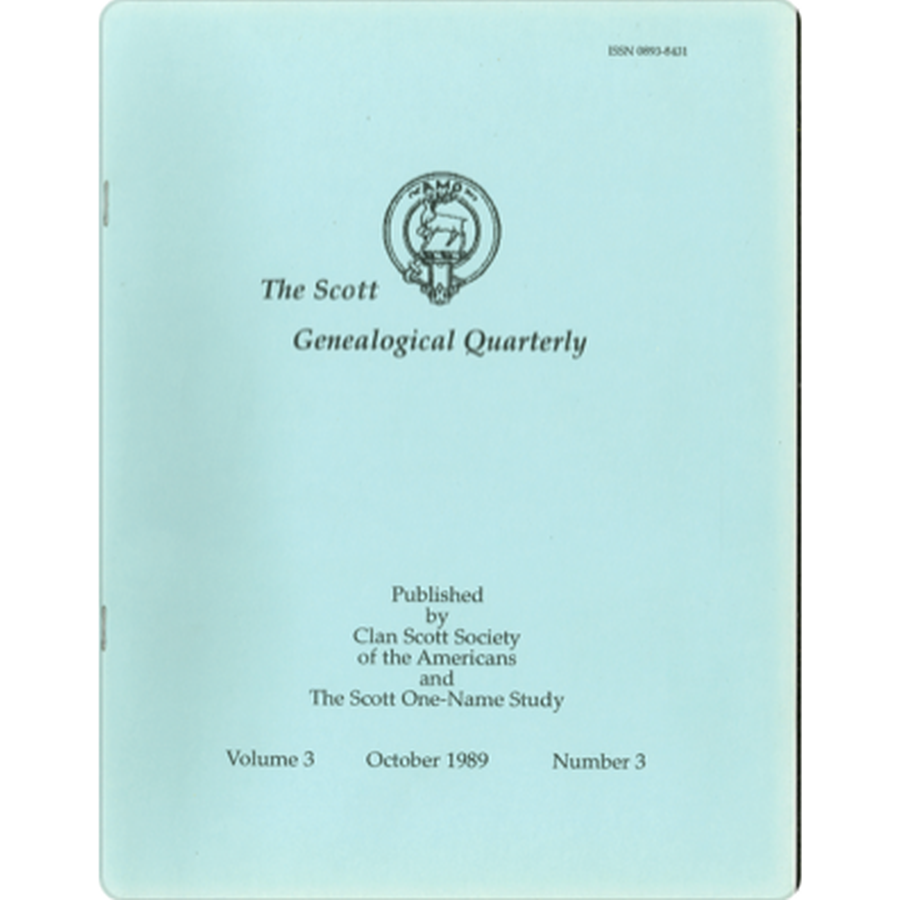 The Scott Genealogical Quarterly: Volume 3, Number 3, October 1989