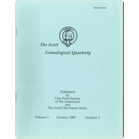 The Scott Genealogical Quarterly: Volume 3, Number 3, October 1989
