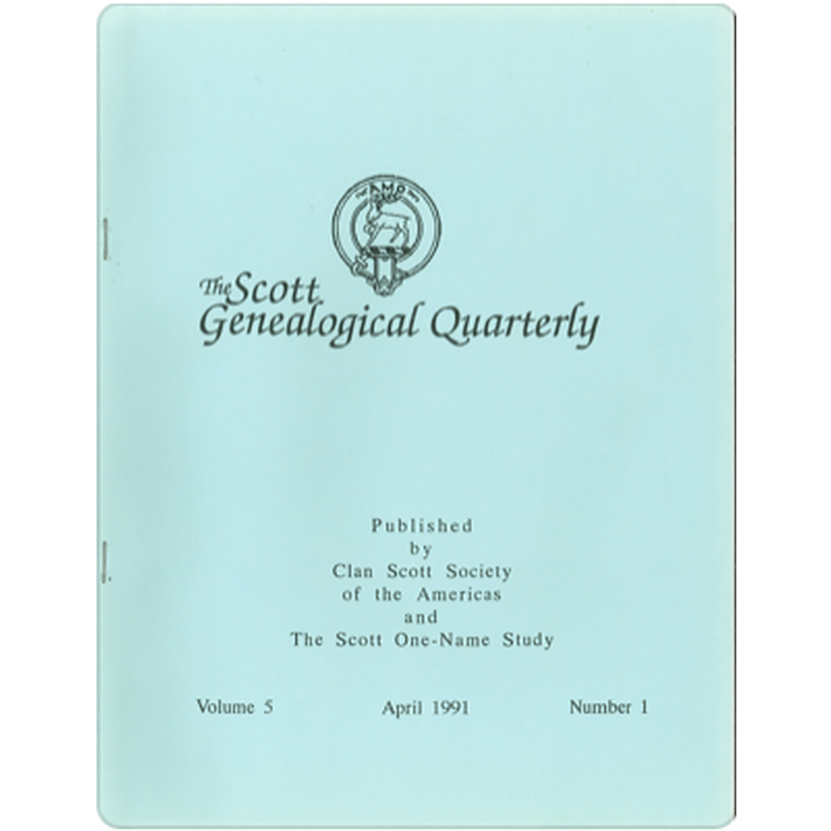The Scott Genealogical Quarterly: Volume 5, Number 1, April 1991