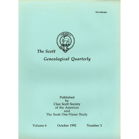 The Scott Genealogical Quarterly: Volume 6, Number 3, October 1992