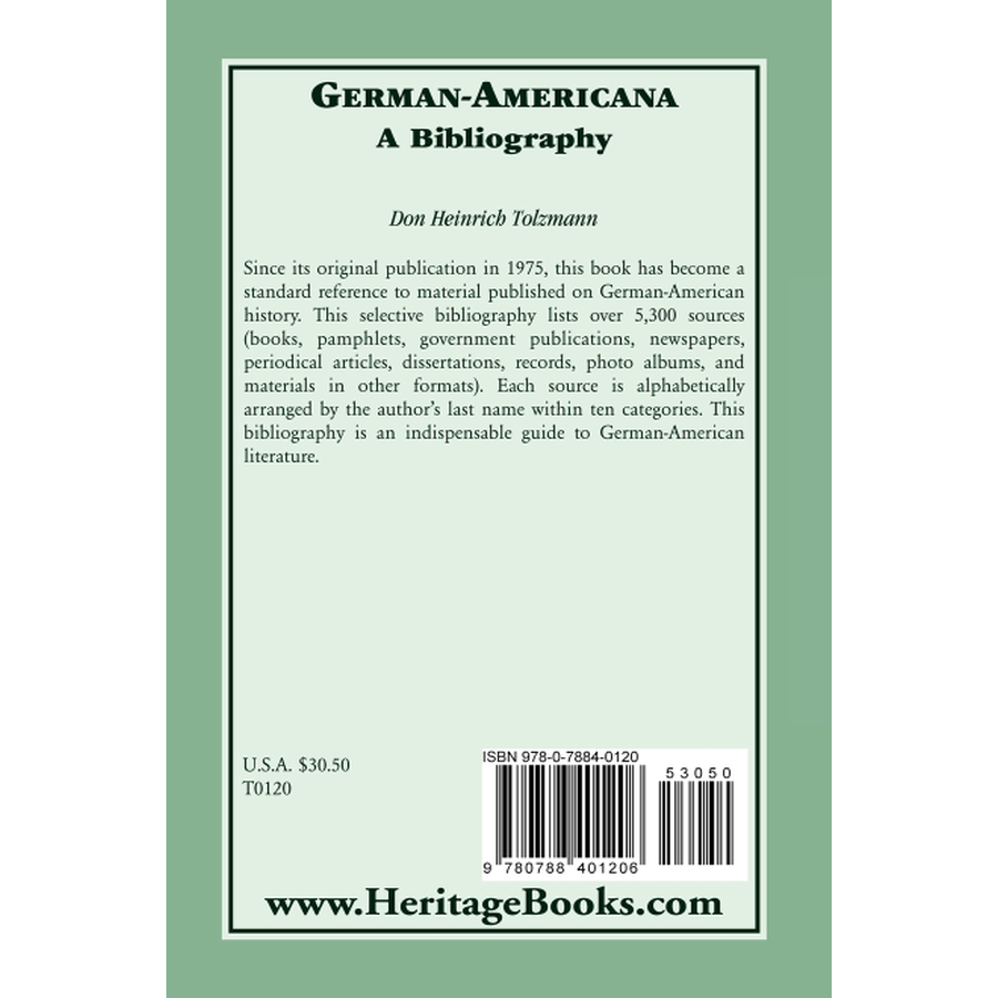 back cover of German-Americana: A Bibliography