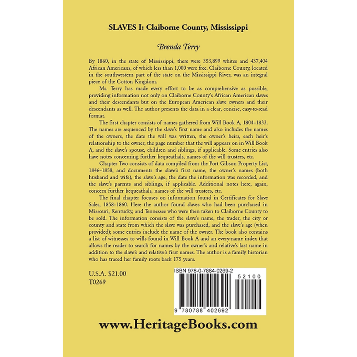 Slaves I, Claiborne County, Mississippi back cover