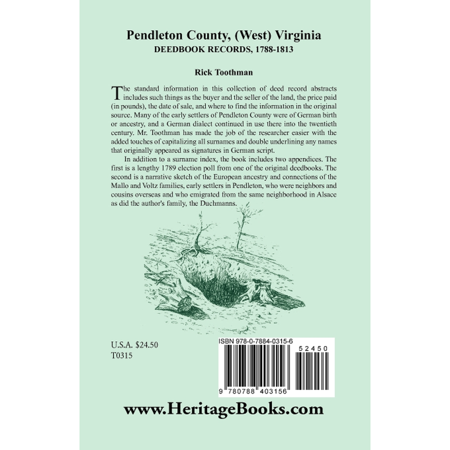 back cover of Pendleton County, (West) Virginia, Deedbook Records, 1788-1813