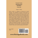 Lancaster County, Pennsylvania Divorces, 1786-1832 back cover
