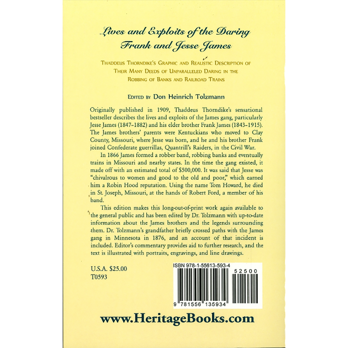 Lives and Exploits of the Daring Frank and Jesse James back cover