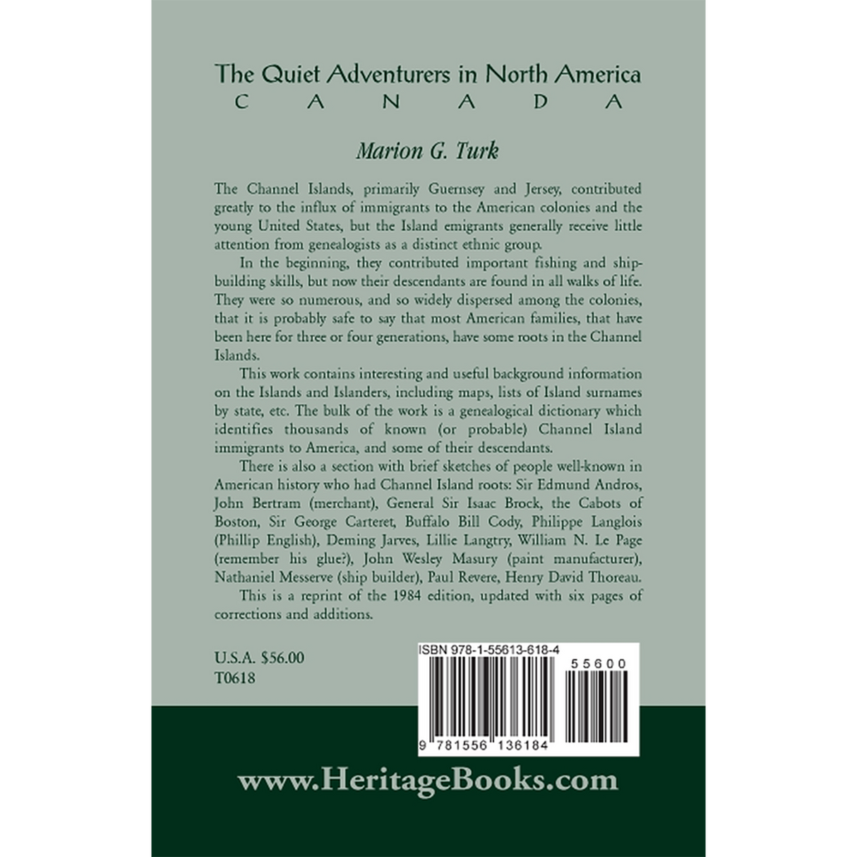 The Quiet Adventurers in North America [Canada] [paper] back cover