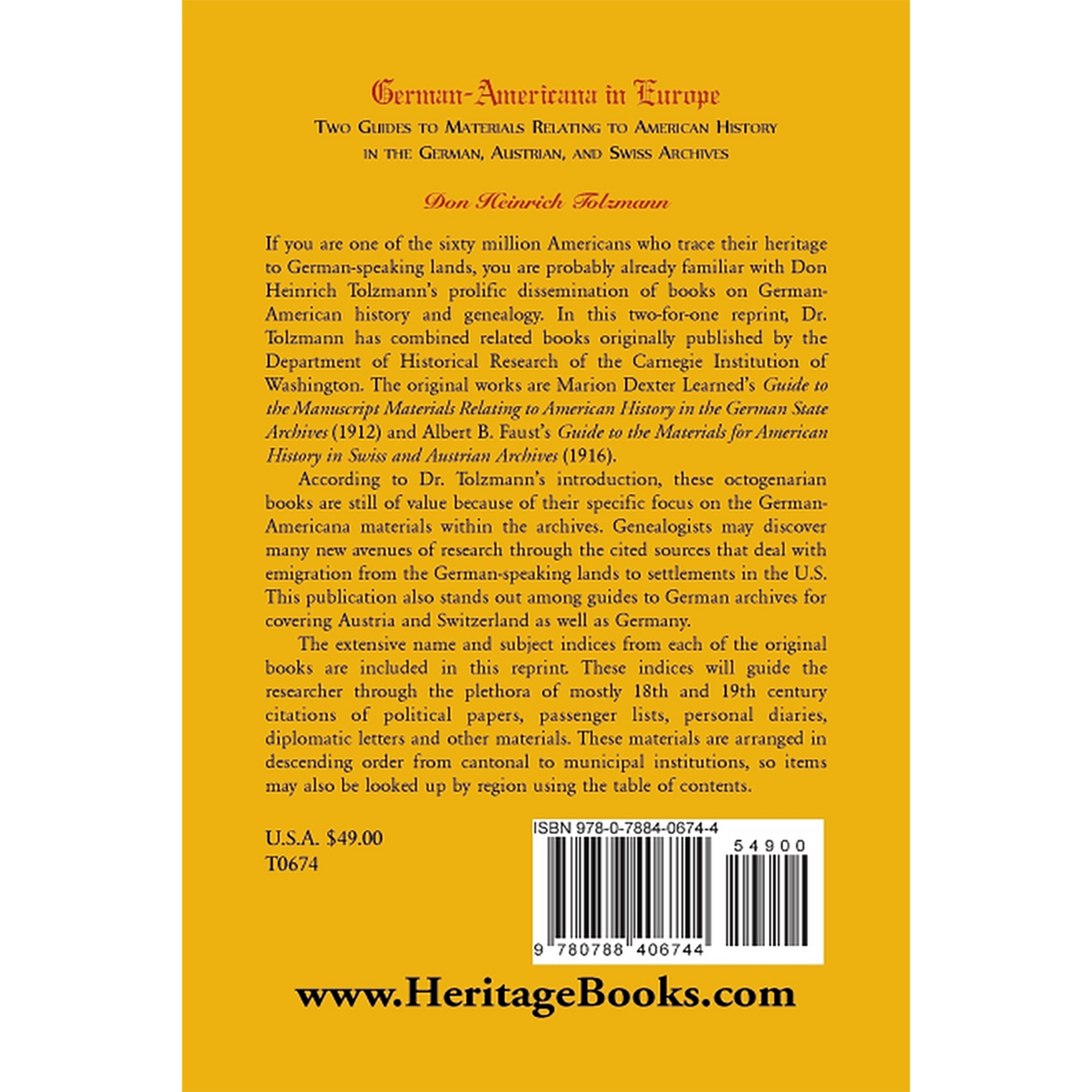 German-Americana in Europe: Two Guides to Materials Relating to American History in the German, Austrian, and Swiss Archives back cover