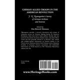 German Allied Troops in the American Revolution: J. R. Rosengarten's Survey of German Archives and Sources back cover