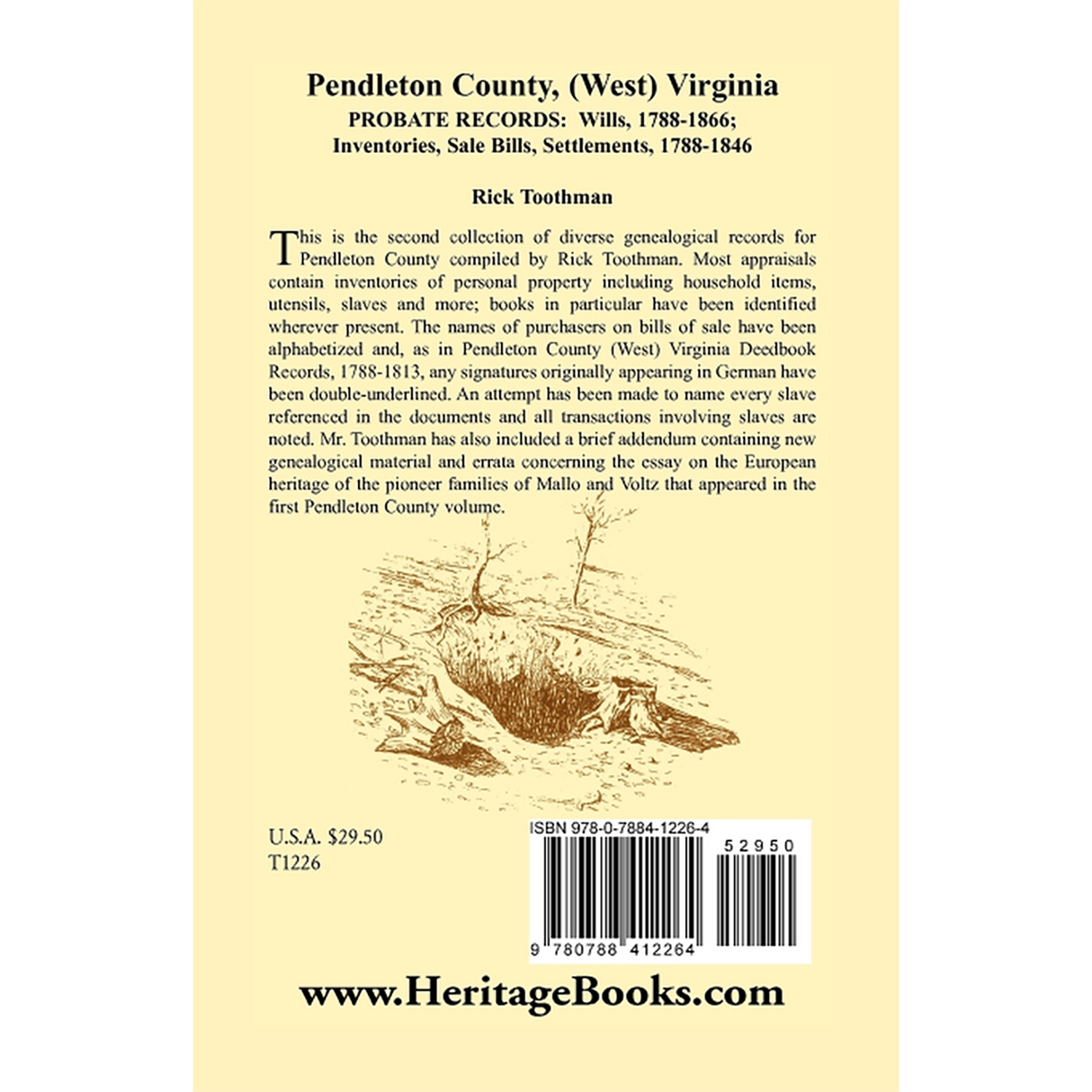 Pendleton County, (West) Virginia, Probate Records: Wills, 1788-1866; Inventories, Sale Bills, Settlements, 1788-1846 back cover