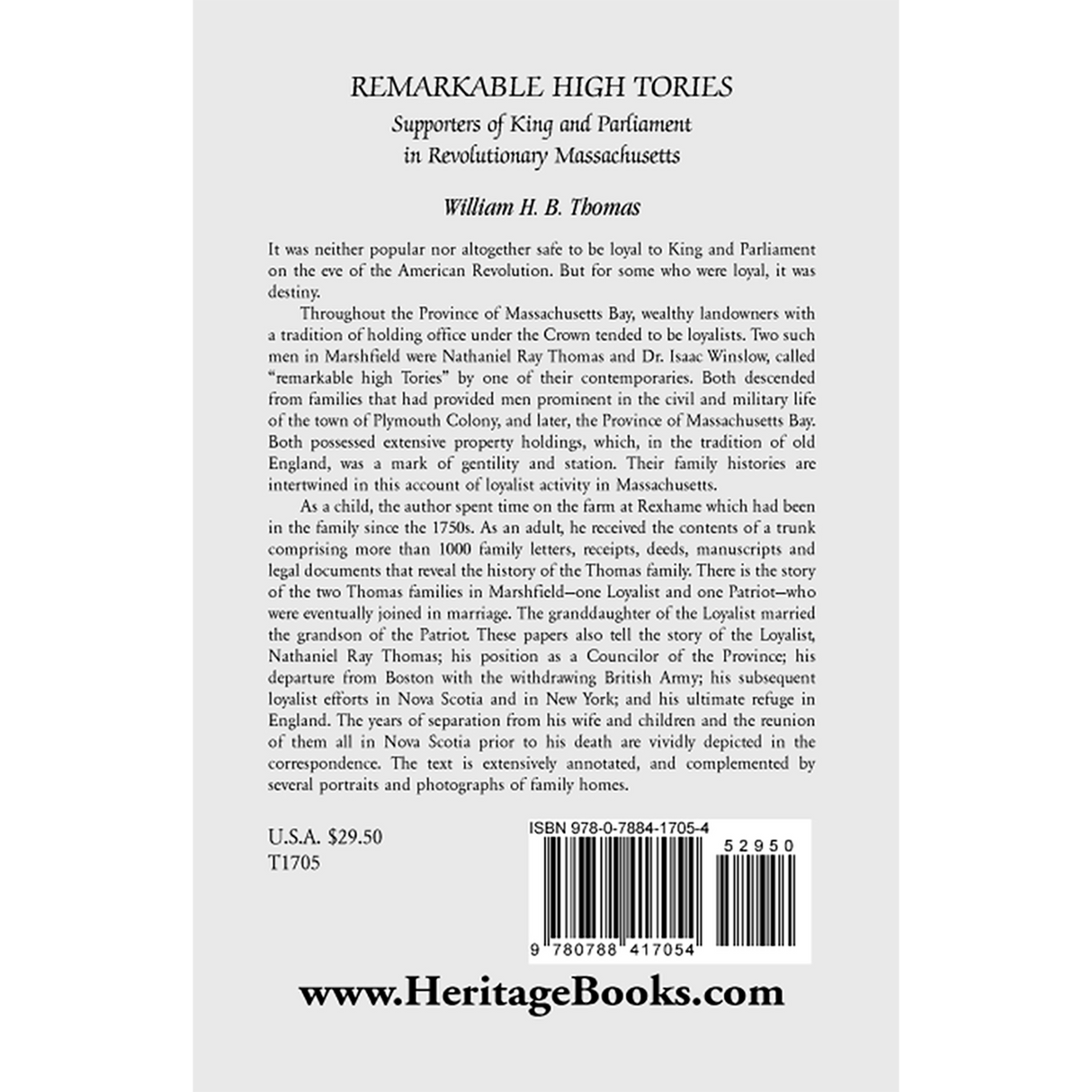 Remarkable High Tories: Supporters of King and Parliament in Revolutionary Massachusetts back cover