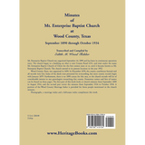 Minutes of Mt. Enterprise Baptist Church at Wood County, Texas: September 1890 through October 1934 back cover