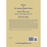 Minutes of Mt. Enterprise Baptist Church at Wood County, Texas: September 1890 through October 1934 back cover