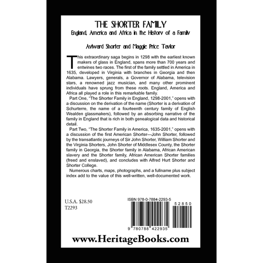 The Shorter Family: England, America and Africa in the History of a Family back cover