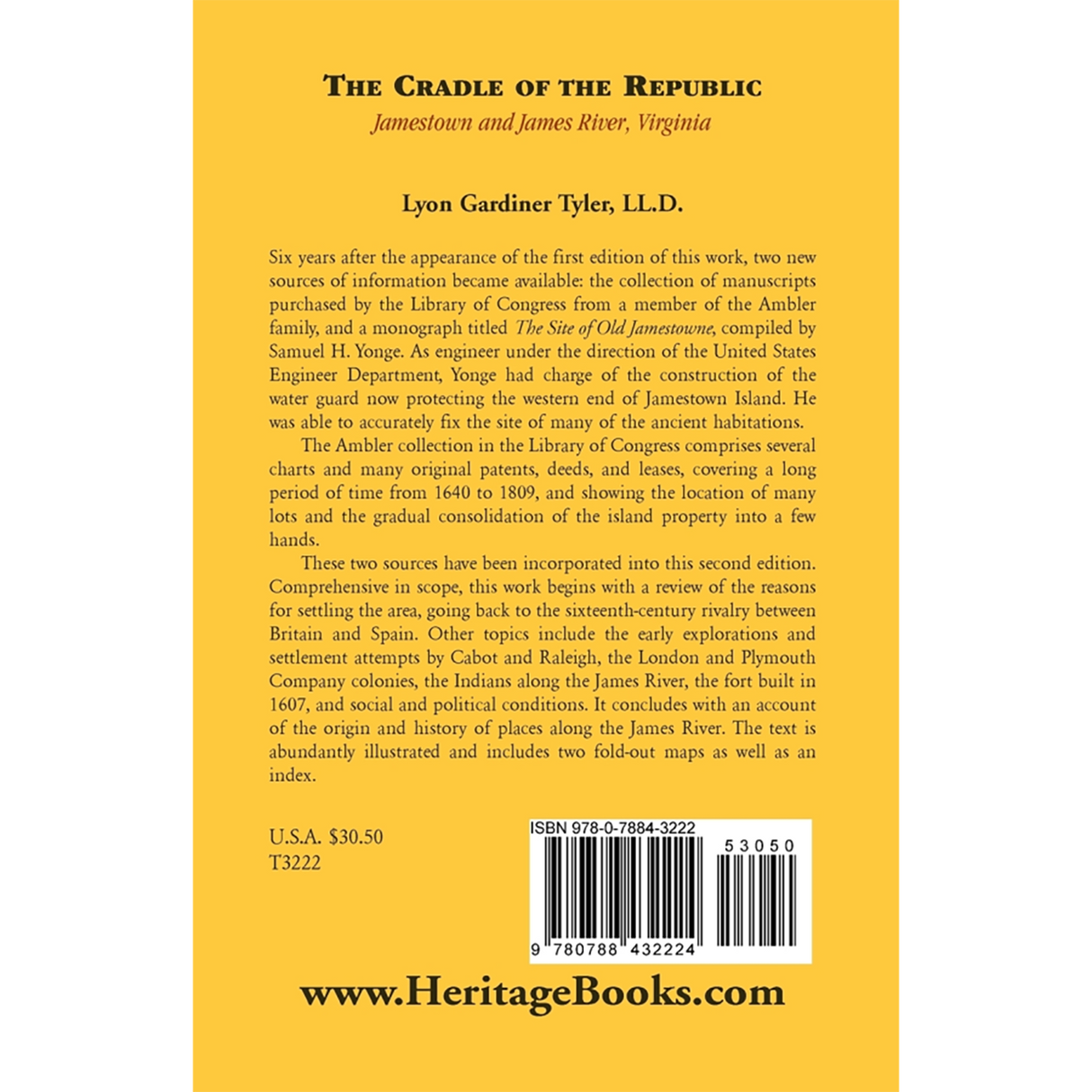 The Cradle of the Republic: Jamestown and James River back cover