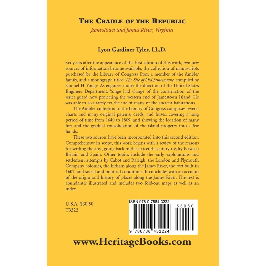 The Cradle of the Republic: Jamestown and James River back cover