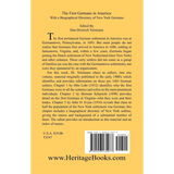 The First Germans in America: With a Biographical Directory of New York Germans back cover