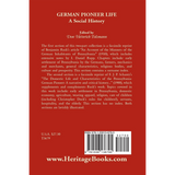 German Pioneer Life: A Social History back cover