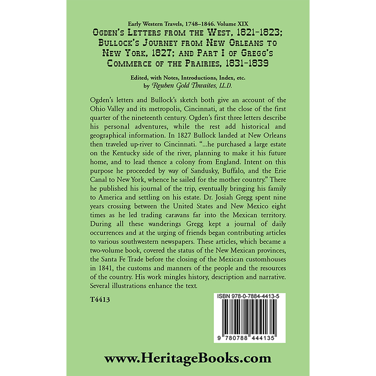 Early Western Travels, 1748-1846: Volume XIX