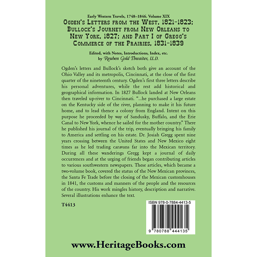 Early Western Travels, 1748-1846: Volume XIX