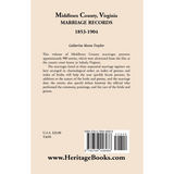 Middlesex County [Virginia] Marriage Records, 1853-1904 back cover