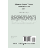 Federal Census 1880 Middlesex County, Virginia back cover