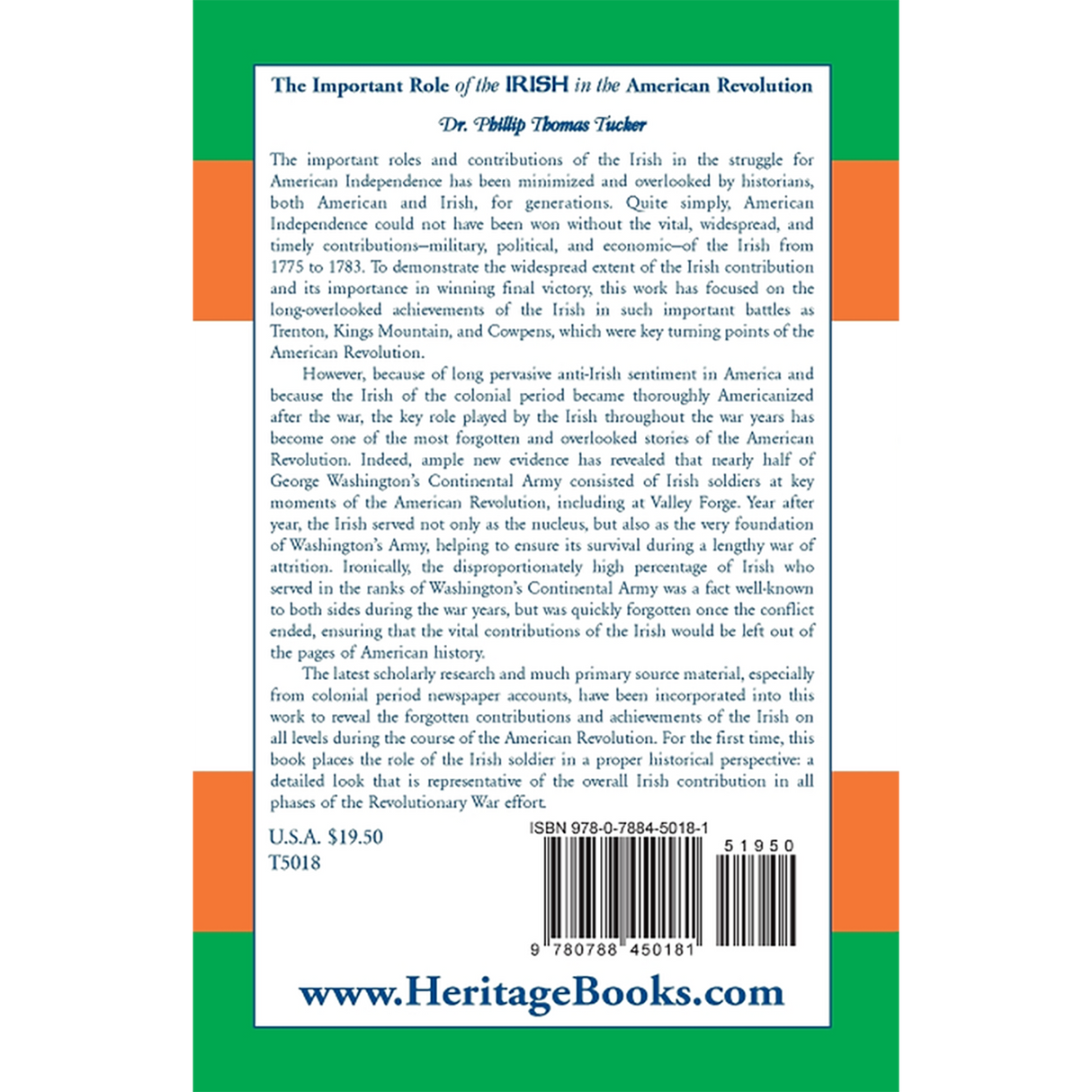 The Important Role of the Irish in the American Revolution back cover