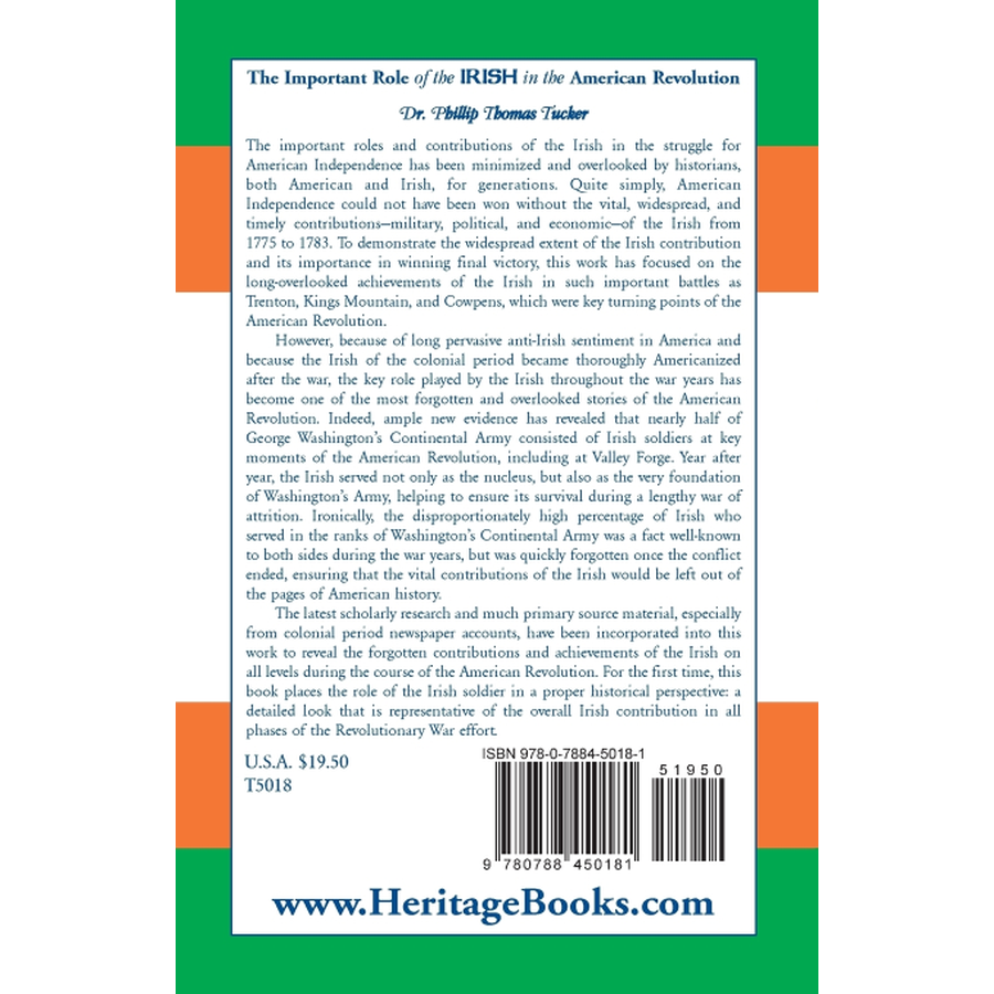 back cover of The Important Role of the Irish in the American Revolution