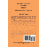 Blount County, Tennessee Deeds, Deed Book 1, 1795-1819 back cover
