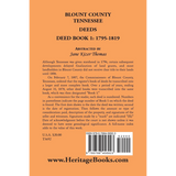 Blount County, Tennessee Deeds, Deed Book 1, 1795-1819 back cover