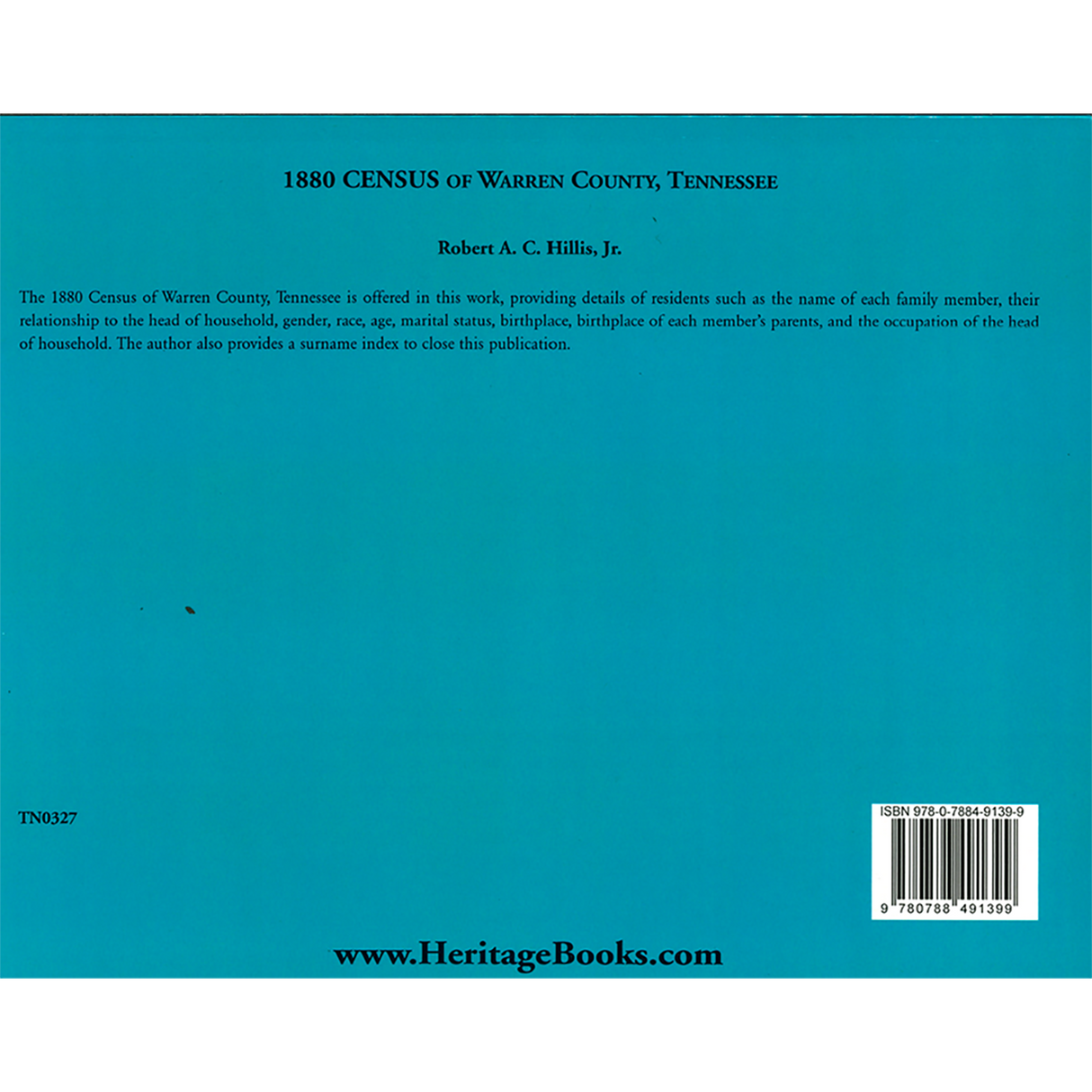 1880 Warren County, Tennessee Census back cover