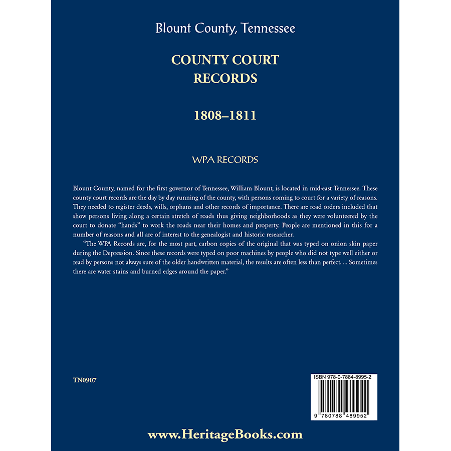 Blount County, Tennessee County Court Records, 1808-1811