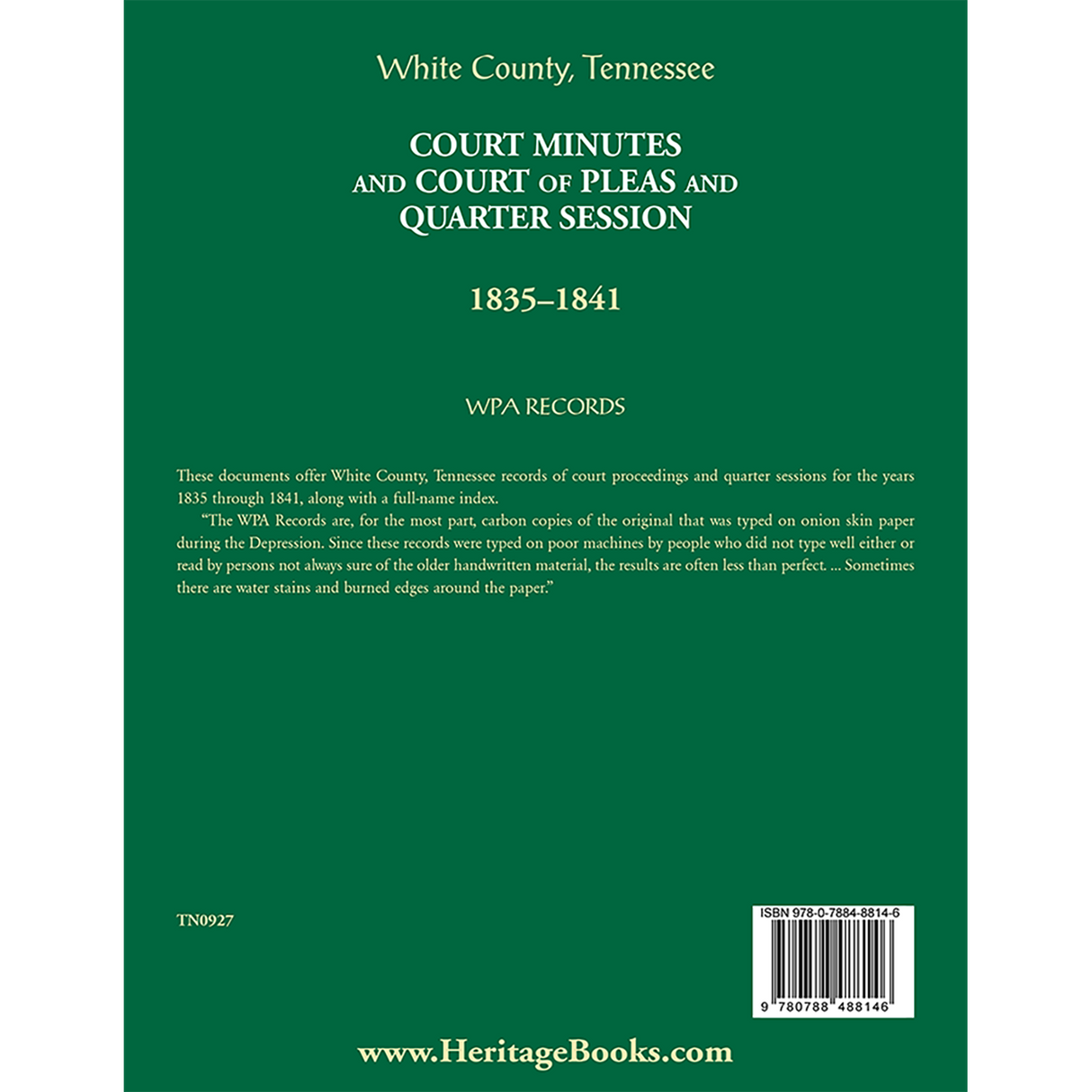 White County, Tennessee Court Minutes and Court of Pleas 1835-1841